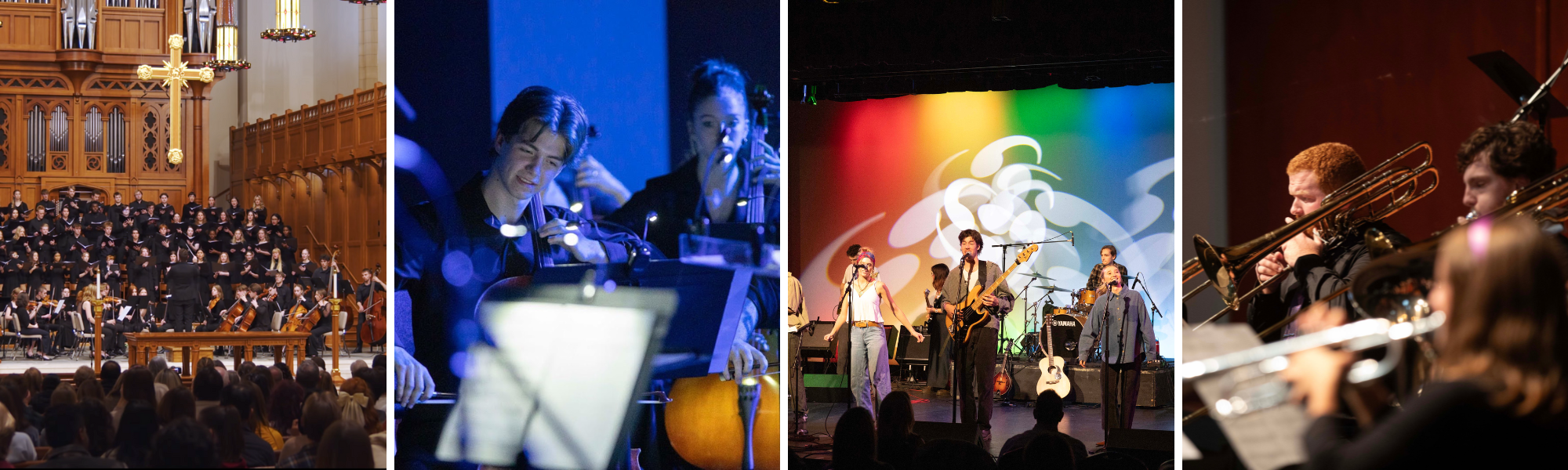 Images of students performing in various concerts with Lipscomb's School of Music.
